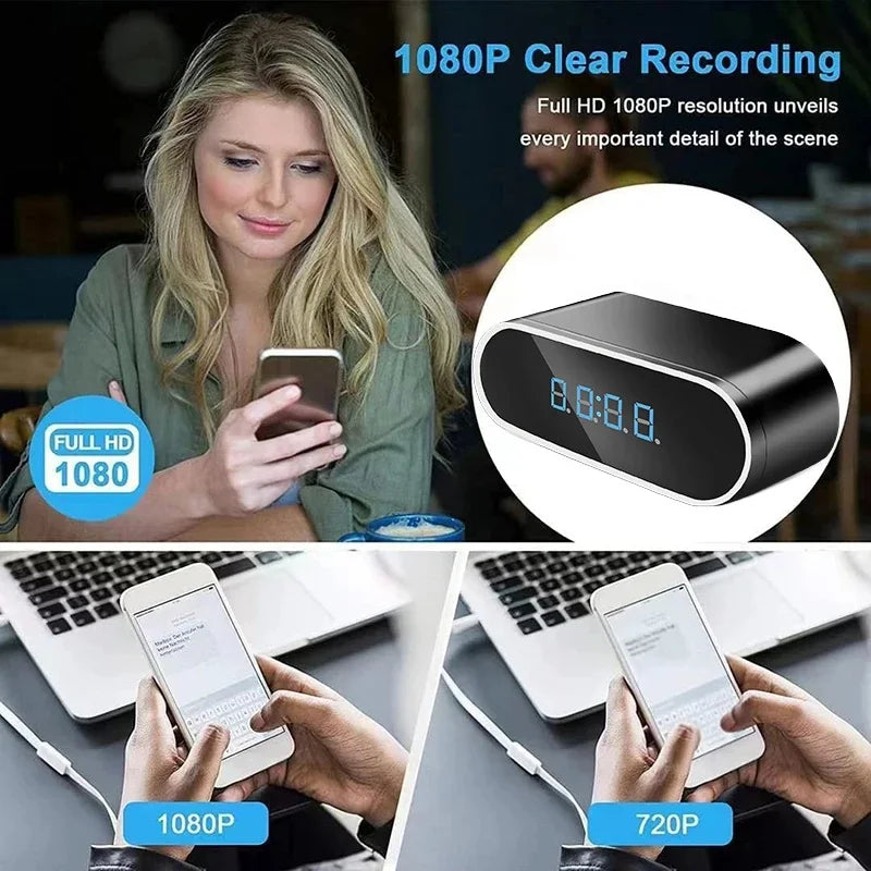 Wifi Mini Clock Camera Remote Viewing With Night Vision 1080P